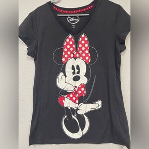 Disney Black Tee with Minnie Mouse in Red Polka Dots